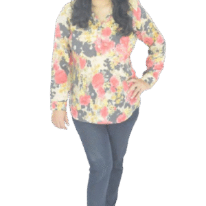 Shirt-Style Printed Cambric Cotton Tops – Full Sleeves for Women-159