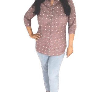 Brown Cotton Printed Casual Shirt for Women – 100% Cotton