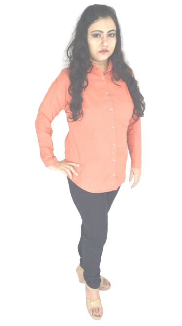 Women's brown formal shirt with full sleeves