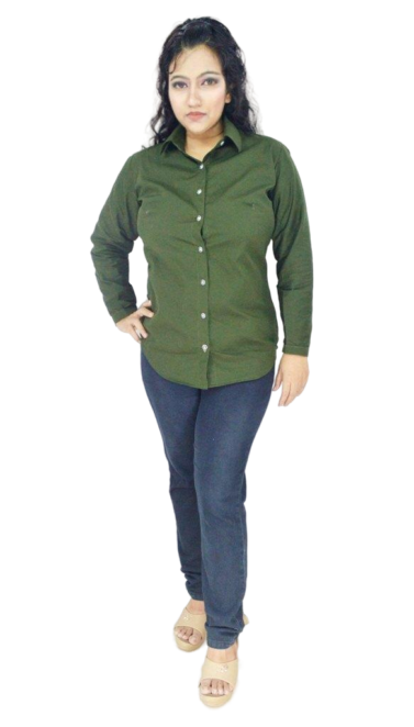 Dark Green Formal Shirt for Women – 100% Cotton