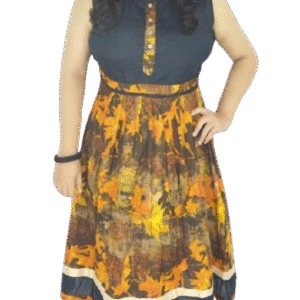 Sleeveless Anarkali Kurti for Women in Black Rayon and Cambric Cotton