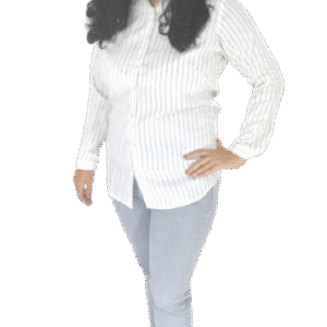 White Striped Rayon Shirt for Women