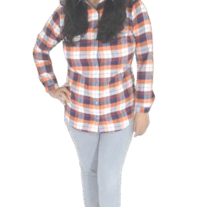 Brown, White and Pink  Check Shirt for Women -Full Sleeves-260